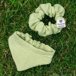 Matching szett (bandana és scrunchie) - Matcha Kollekció - otthon & életmód - kisállatoknak - kutyáknak - kutya ruházat - Meska.hu