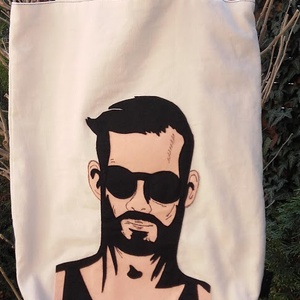 Felejtsd el a műanyagot! Táska férfi fejjel lenvászonból. , Táska & Tok, Bevásárlás & Shopper táska, Shopper, textiltáska, szatyor, Varrás, Meska