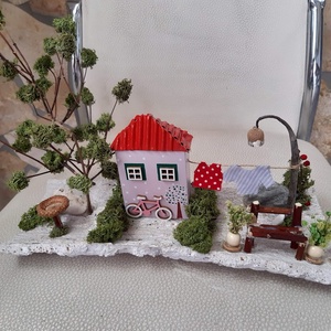 Csendélet házikóval, Otthon & Életmód, Dekoráció, Asztal és polc dekoráció, Asztaldísz, Mindenmás, MESKA