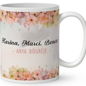 Kérd a neveddel - Anya és a három gyermeke mintás bögre - otthon & életmód - konyhafelszerelés, tálalás - tálalás - bögre & csésze - Meska.hu