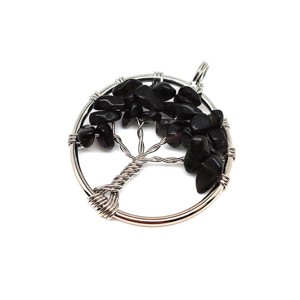 Életfa medál drótos Obszidián 3cm - Meska.hu