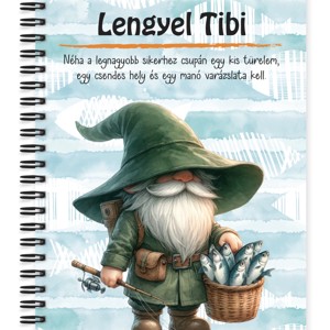 Személyre szabható - Horgász manó sikeres nap mintás A6-os füzet, Otthon & Életmód, Papír, írószer, Jegyzetfüzet & Napló, , MESKA