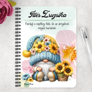 Személyre szabható - Napraforgós manó kosárral mintás A5-ös füzet - otthon & életmód - papír, írószer - jegyzetfüzet & napló - Meska.hu