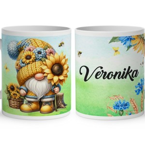 Névvel kérhető - Cuki napraforgós manó mintás bögre, Otthon & Életmód, Konyhafelszerelés, tálalás, Tálalás, Bögre & Csésze, , MESKA