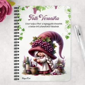 Személyre szabható - A legjobb borász manólány mintás A6-os füzet - otthon & életmód - papír, írószer - jegyzetfüzet & napló - Meska.hu