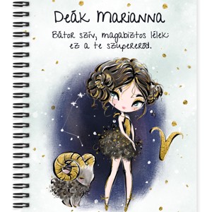 Személyre szabható - Barna hajú Csini Kos lány mintás A5-ös füzet, Otthon & Életmód, Papír, írószer, Jegyzetfüzet & Napló, , MESKA