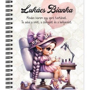 Személyre szabható - Cuki lila Körmös manólány mintás A6-os füzet, Otthon & Életmód, Papír, írószer, Jegyzetfüzet & Napló, , MESKA