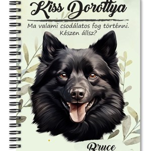 Személyre szabható - Fekete Schipperke portré mintás A5-ös füzet, Otthon & Életmód, Papír, írószer, Jegyzetfüzet & Napló, , MESKA