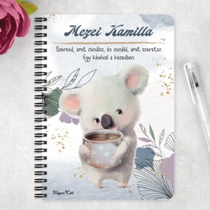 Személyre szabható - Kakaós Koala mintás A6-os füzet - otthon & életmód - papír, írószer - jegyzetfüzet & napló - Meska.hu