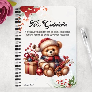 Személyre szabható - Karácsonyi Teddy maci (fahéj) mintás A6-os füzet - otthon & életmód - papír, írószer - jegyzetfüzet & napló - Meska.hu