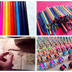 BARACK - CITROM két színű vidám hangulatú színes ceruza fülbevaló színes egyéniségeknek rajztanároknak színezőknek -  - Meska.hu