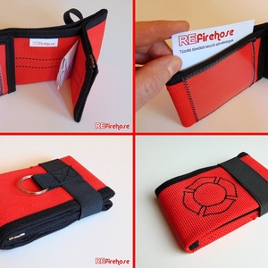 Piros pénztárca tűzoltó tömlőből fekete Flórián kereszttel bankkártya névjegy irattartó praktikus ajándék tűzoltóknak - táska & tok - pénztárca & más tok - pénztárca - Meska.hu
