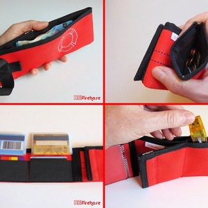 Piros pénztárca tűzoltó tömlőből fehér Flórián kereszttel bankkártya névjegy irattartó praktikus ajándék tűzoltóknak - táska & tok - pénztárca & más tok - pénztárca - Meska.hu
