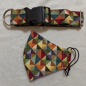 Színes háromszög mintás kutyanyakörv - otthon & életmód - kisállatoknak - kutyáknak - kutya nyakörv - Meska.hu