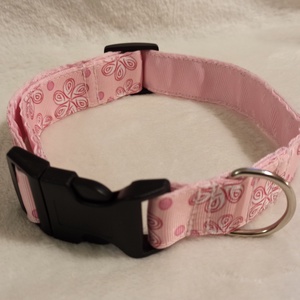 Rózsaszín virágmintás kutyanyakörv, Otthon & Életmód, Kisállatoknak, Kutyáknak, Kutya nyakörv, Varrás, MESKA