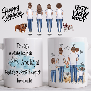 Születésnapi bögre Apának-szerkeszthető karakterekkel,kutyával-A világ legjobb apukája - Meska.hu