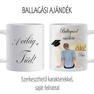 Ballagási bögre fiúnak, Otthon & Lakás, Konyhafelszerelés, tálalás, Tálalás, Bögre & Csésze, Fotó, grafika, rajz, illusztráció, Decoupage, transzfer és szalvétatechnika, MESKA