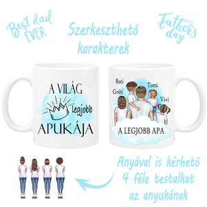 Egyedi bögre Apák napjára  szerkeszthető karakterekkel, Otthon & Lakás, Konyhafelszerelés, tálalás, Tálalás, Bögre & Csésze, Fotó, grafika, rajz, illusztráció, Decoupage, transzfer és szalvétatechnika, MESKA