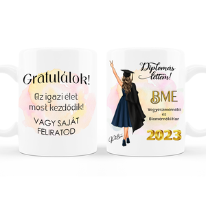 Bögre diplomaosztóra lánynak, ballagási bögre, Otthon & Életmód, Konyhafelszerelés, tálalás, Tálalás, Bögre & Csésze, Fotó, grafika, rajz, illusztráció, Mindenmás, MESKA
