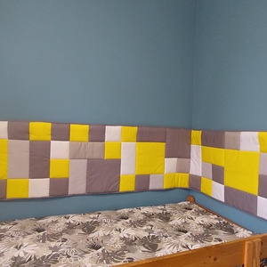 Sárga,szürke falvédő , Otthon & Életmód, Lakástextil, Falvédő, Patchwork, foltvarrás, Varrás, MESKA