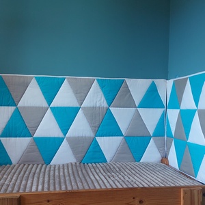 Kék,szürke, fehér falvédő  - otthon & életmód - lakástextil - falvédő - Meska.hu