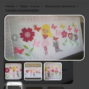 Pillangós, kislányos falvédő  - baba - mama - babaszoba dekoráció - falvédő gyerekszobába - Meska.hu