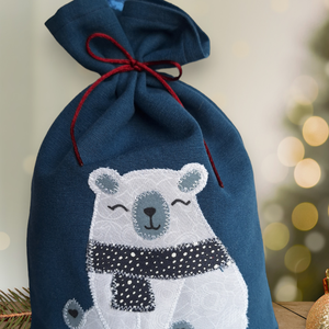 Mikulás zsák/ Ajándék batyu - mackó, Karácsony, Mikulás, Mikulás zsák, Varrás, Patchwork, foltvarrás, MESKA