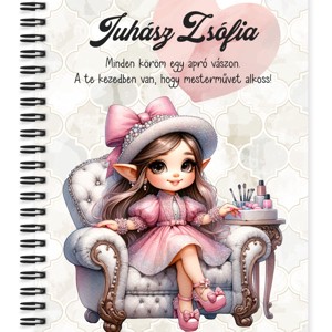 Személyre szabható - Cuki Körmös manólány mintás A6-os füzet, Otthon & Életmód, Papír, írószer, Jegyzetfüzet & Napló, , MESKA
