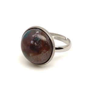 Földerő indiai achát állítható gyűrű kerek 16mm, Ékszer, Gyűrű, Gyöngyös gyűrű, , MESKA