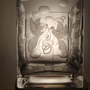 Szerelmes váza, Esküvő, Dekoráció, Asztaldísz, Gravírozás, pirográfia, MESKA