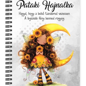 Személyre szabható - Hosszúhajú cuki Napraforgós tündérlány mintás A6-os füzet, Otthon & Életmód, Papír, írószer, Jegyzetfüzet & Napló, , MESKA