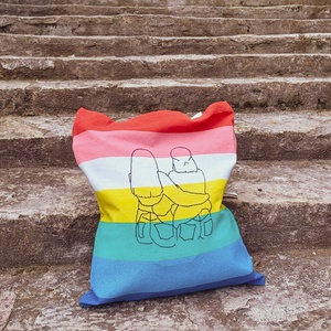 Kézi hímzéssel díszített vászontáska a Pride ihletésében - Meska.hu