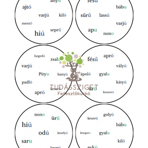 Szóvégi magánhangzók Dobble - Meska.hu
