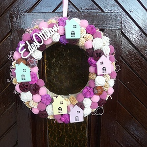 Házikós, színes ajtókoszorú -  - Meska.hu