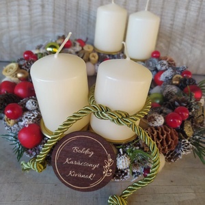 Adventi koszorú vidám színekkel,táblácskával - karácsony - adventi díszek - adventi koszorú - Meska.hu