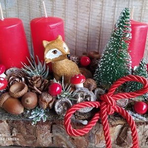 Adventi asztaldísz, ládika rókákkal - karácsony - adventi díszek - adventi asztaldísz - Meska.hu