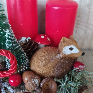 Adventi asztaldísz, ládika rókákkal - karácsony - adventi díszek - adventi asztaldísz - Meska.hu