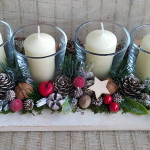 Adventi asztaldísz fa tálban - Meska.hu