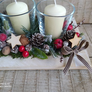 Adventi asztaldísz fa tálban - karácsony - adventi díszek - adventi asztaldísz - Meska.hu