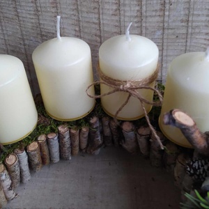 Adventi koszorú,asztali dísz erdei hangulatban - karácsony - adventi díszek - adventi koszorú - Meska.hu