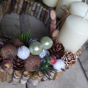 Adventi koszorú,asztali dísz erdei hangulatban - karácsony - adventi díszek - adventi koszorú - Meska.hu