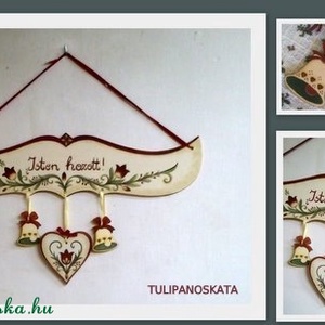 Díszíthető Isten hozott tábla , ajtódísz ,tulipános mintával megfestve -  - Meska.hu