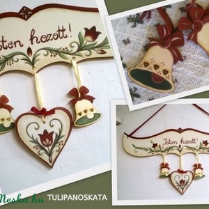 Díszíthető Isten hozott tábla , ajtódísz ,tulipános mintával megfestve -  - Meska.hu