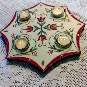 Kézzel festett adventi mécsestartó - karácsony - karácsonyi lakásdekoráció - karácsonyi illatgyertya, mécses - Meska.hu