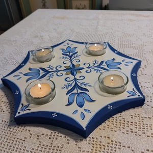 Kézzel festett adventi mécsestartó - karácsony - karácsonyi lakásdekoráció - karácsonyi illatgyertya, mécses - Meska.hu