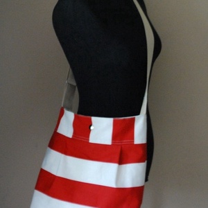 Piros csíkos matróz táska - táska & tok - kézitáska & válltáska - vállon átvethető táska - Meska.hu