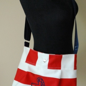 Piros csíkos matróz táska - táska & tok - kézitáska & válltáska - vállon átvethető táska - Meska.hu