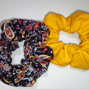 2 db textil scrunchie hajgumi paisley mintás, fekete-sárga, Ruha & Divat, Hajdísz & Hajcsat, Hajgumi, Varrás, MESKA