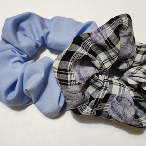 2 db textil scrunchie hajgumi kék kockás, Ruha & Divat, Hajdísz & Hajcsat, Hajgumi, Varrás, MESKA