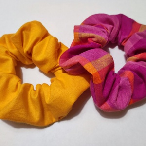 2 db textil scrunchie hajgumi sárga pink, Ruha & Divat, Hajdísz & Hajcsat, Hajgumi, Varrás, MESKA